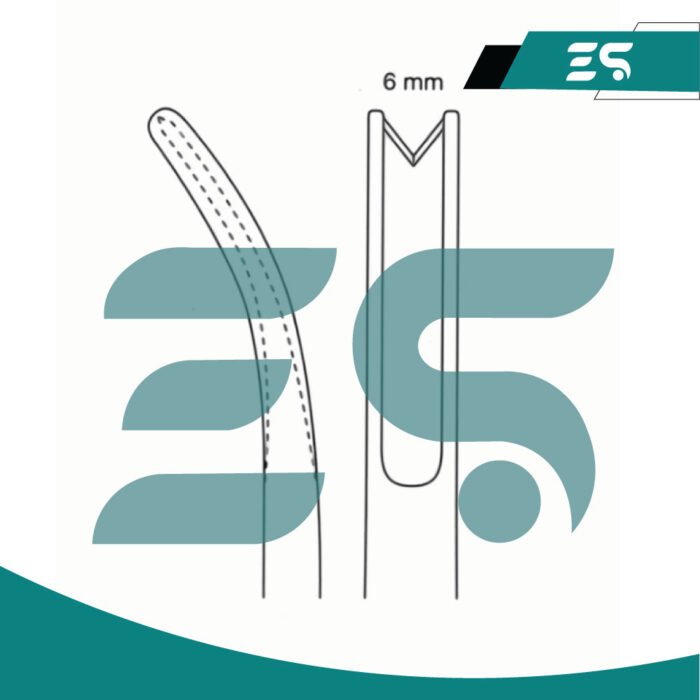 Blume Guarded Osteotome 18cm, 6mm V-Shaped Tip Curved - Image 2
