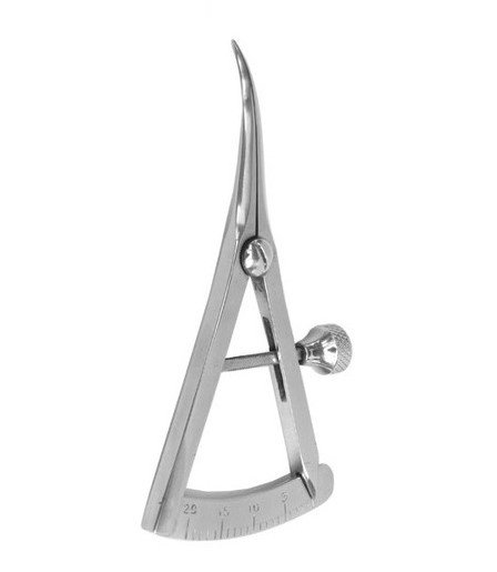 Castroviejo Measuring Caliper, 20mm Range 8.5cm, Curved Castroviejo Measuring Caliper, 20mm Range 7cm, Angled (Copy) - Image 1